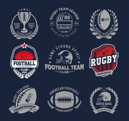 Rugby logo vector set, Football badge logo template