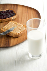 peanut butter and blueberry jam sandwich