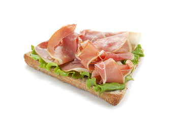 a bread withprosciutto and vegetables
