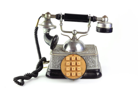 Vintage phone on a white background