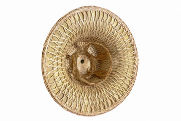 The beneath of weaving hat made from bamboo leaves with Thailand