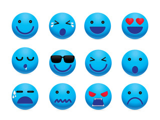 Emotion face icon set. Simple emotion icon design for chat and social media.
