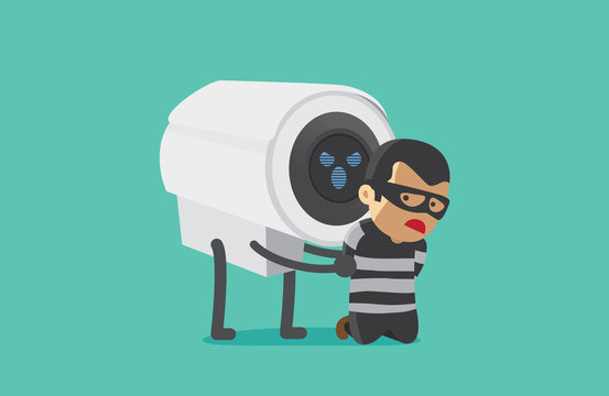 CCTV Camera arrested robber. This illustration about good security concept of CCTV. 
