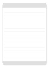 Light Gray and White Vertical Notepad Paper with Lines Header and Footer Isolated on White Background Illustration
