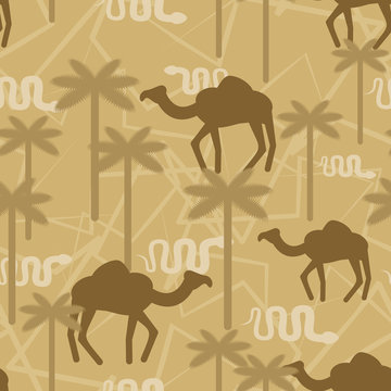 Camel and snake Military camouflage background. Desert Protectiv