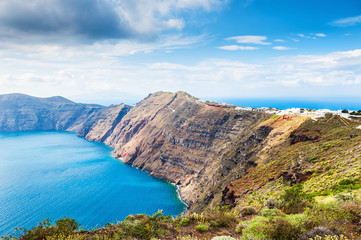 Fototapeta na wymiar Panoramic view of Santorini island, Greece