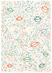 Naklejka premium Lips. Hand drawn vintage print with decorative outline elements.