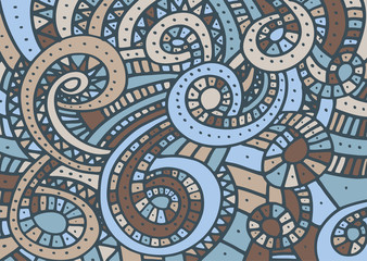 Hand drawn pattern with wave, curl and dot.