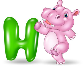 Illustration of H letter for Hippo
