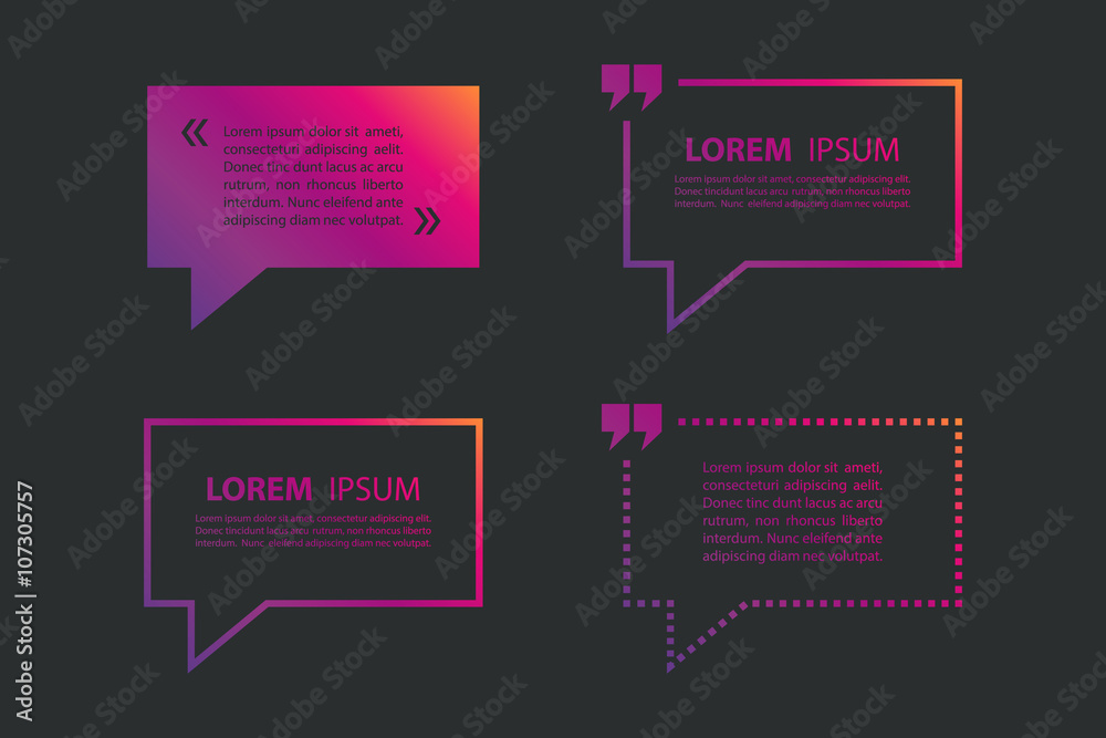 Poster set of quote text bubble template. quote bubble. quote form. quote blank template. gradient template