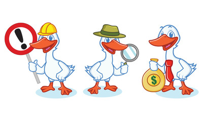 Goose Mascot Vector with sign
