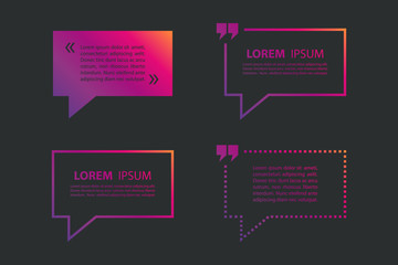 Set of quote text bubble template. Quote bubble. Quote form. Quote blank template. Gradient template. Vector illustration.
