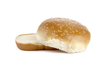 sliced hamburger bun