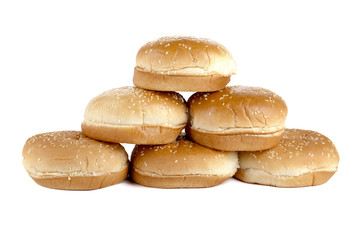 Fototapeta na wymiar a group of burger buns with sesame seeds