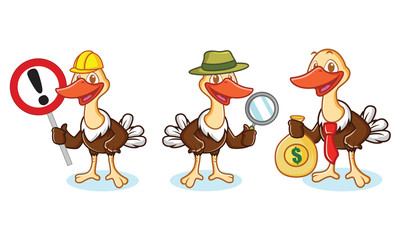 Ostrich Mascot Vector with sign