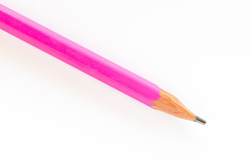 Pink Pencil on White Background