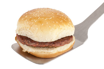 hamburger sandwich on the spatula
