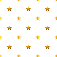 Seamless pattern with golden hand-painted stars on white background
