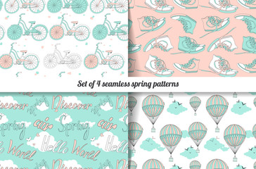 Set of 4 vintage spring pattern