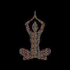 Yoga Sitting pose designed using colorful mosaic graphic vector.