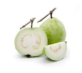 Guava (tropical fruit) on white background