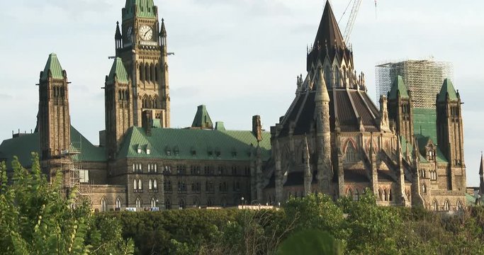Canadian Parliament in Ottawa, view of the side facing Quebec
