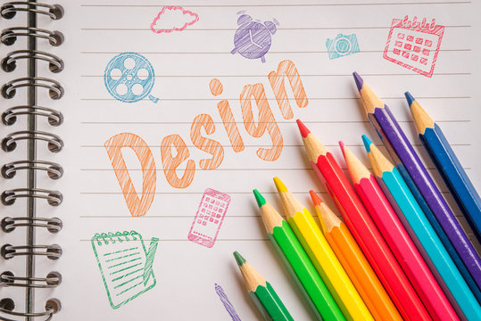 Design sketches with colorful pencils