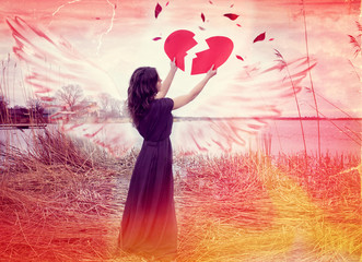 The woman with the broken heart, the world broke up in half