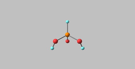 3D illustration of Phosphorous acid molecular structure isolated on grey