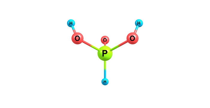 3D illustration of Phosphorous acid molecular structure isolated on white