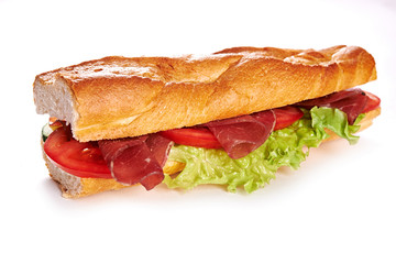 deli sandwich isolated on white background