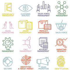 Vector Set of Linear Customer Relationship Management Icons - part 3