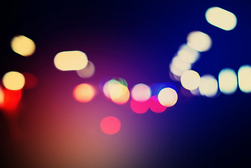 Multy Color Lights Night Road City Vibrant Toned