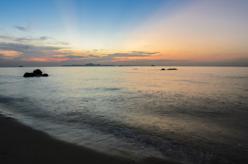 Colorful beach sunset skyline
