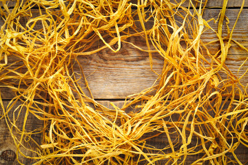 Straw on wodden table