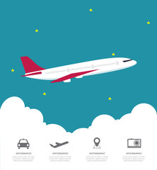 Fototapeta na wymiar Global Airline Infographic with cloud