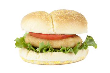 crispy chicken burger with vegetables