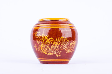 Glazed water jar with dragon pattern from Ratchaburi