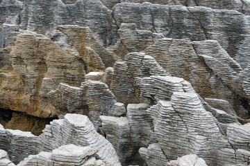 Fototapeta premium Detail and structure of Pancake rocks in Punakaiki, South island, New Zealand