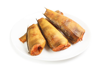 Smoked notothenia on plate