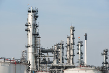 Petrochemical plant with blue sky
