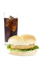 burger sandwich  and soda