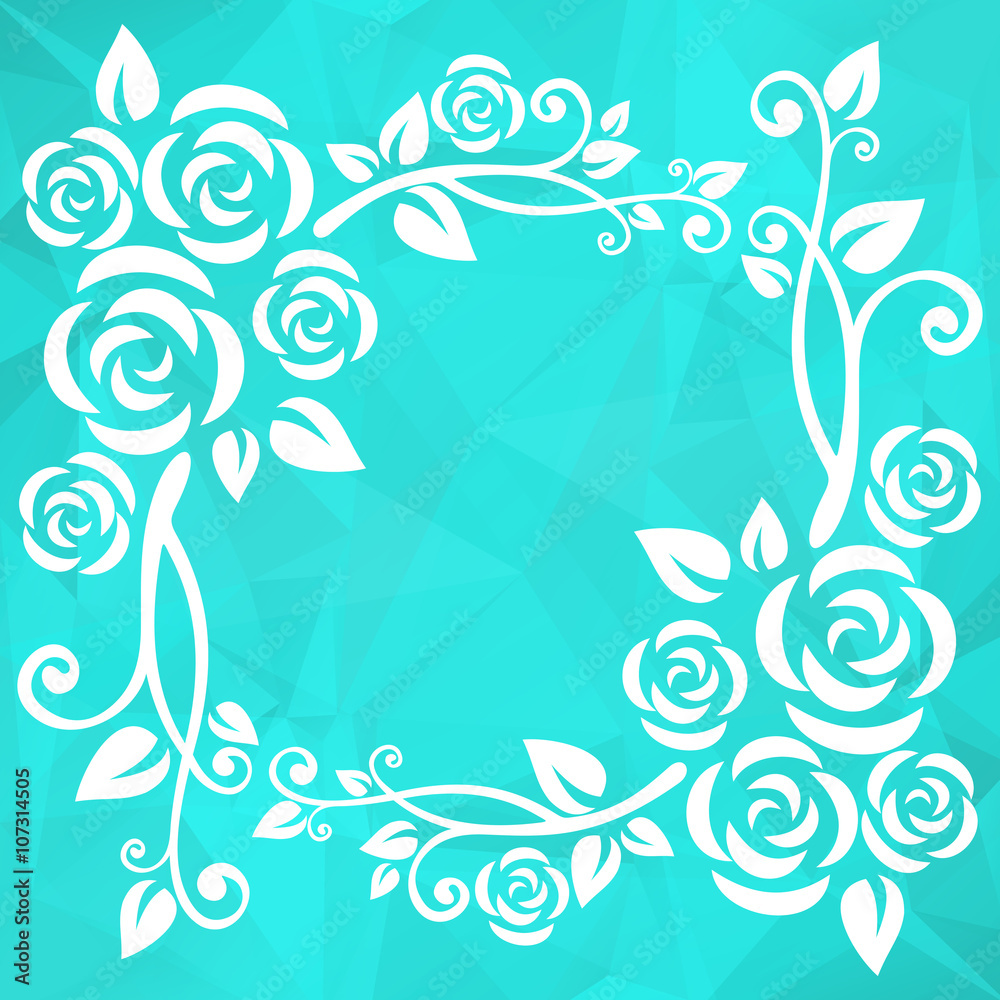 Wall mural mint abstract floral border