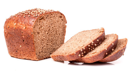 Black bread with fresh coriander seeds closeup