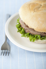 a plate with crispy chicken burger