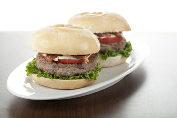 plate with chicken hamburgers