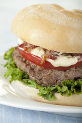 a plate with yummy crispy chicken burger