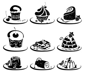 Collection of sweet dessert isolated on white