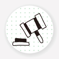 Auction hammer doodle drawing