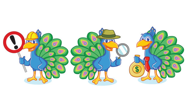 Peacock Mascot Vector with money